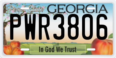 GA license plate PWR3806