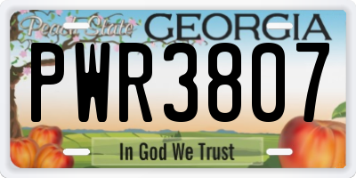 GA license plate PWR3807