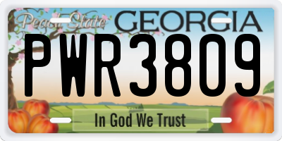 GA license plate PWR3809