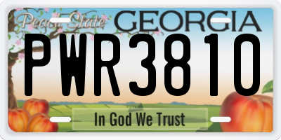 GA license plate PWR3810