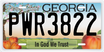 GA license plate PWR3822