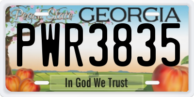 GA license plate PWR3835