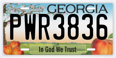 GA license plate PWR3836