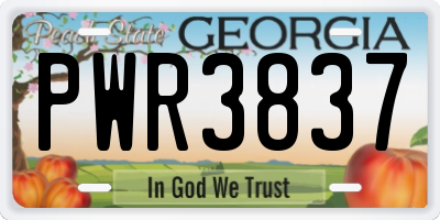 GA license plate PWR3837