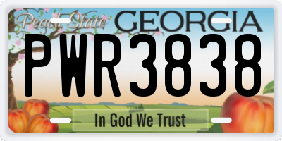 GA license plate PWR3838