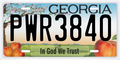 GA license plate PWR3840