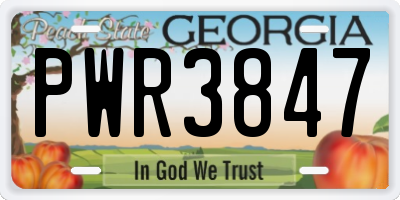 GA license plate PWR3847