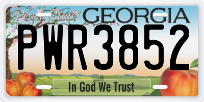 GA license plate PWR3852
