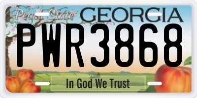 GA license plate PWR3868