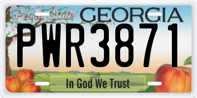 GA license plate PWR3871