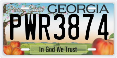 GA license plate PWR3874