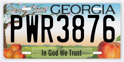 GA license plate PWR3876