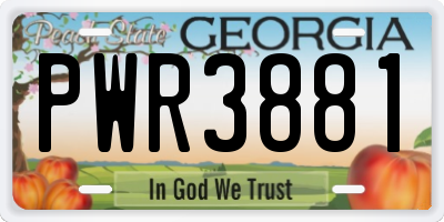 GA license plate PWR3881