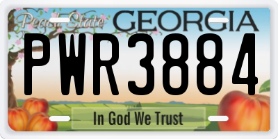 GA license plate PWR3884