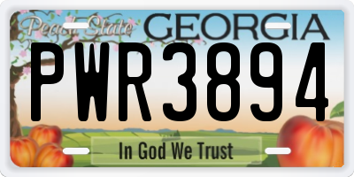 GA license plate PWR3894