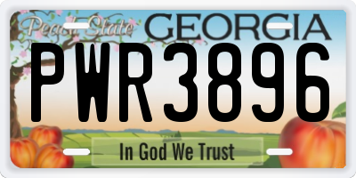GA license plate PWR3896