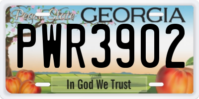 GA license plate PWR3902