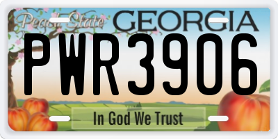 GA license plate PWR3906
