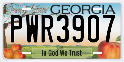 GA license plate PWR3907