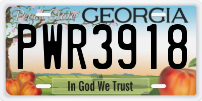 GA license plate PWR3918