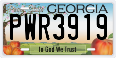 GA license plate PWR3919