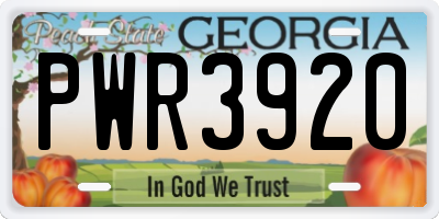 GA license plate PWR3920