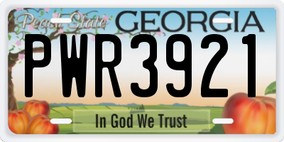GA license plate PWR3921