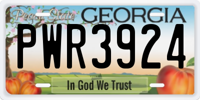 GA license plate PWR3924