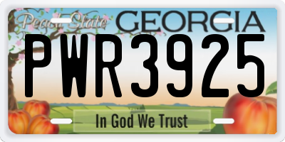 GA license plate PWR3925