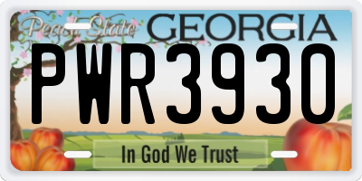 GA license plate PWR3930