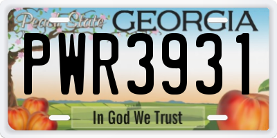 GA license plate PWR3931