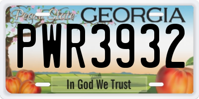 GA license plate PWR3932