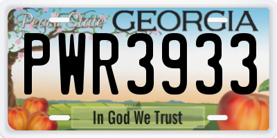 GA license plate PWR3933