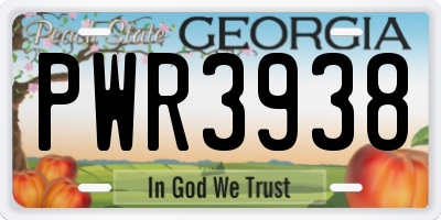 GA license plate PWR3938