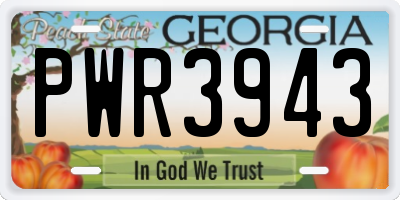 GA license plate PWR3943