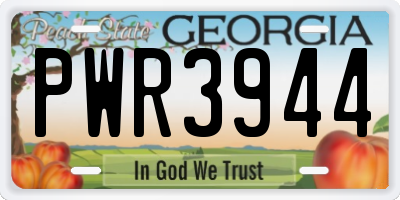 GA license plate PWR3944