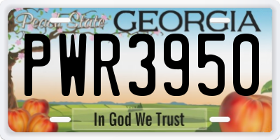 GA license plate PWR3950