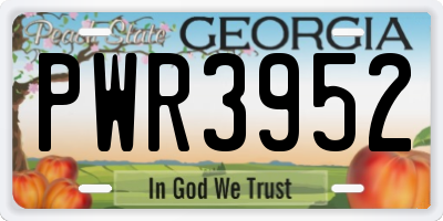 GA license plate PWR3952