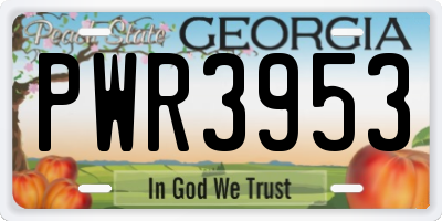 GA license plate PWR3953