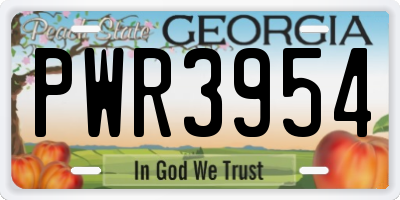 GA license plate PWR3954