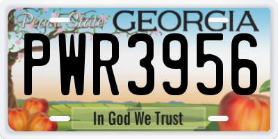 GA license plate PWR3956