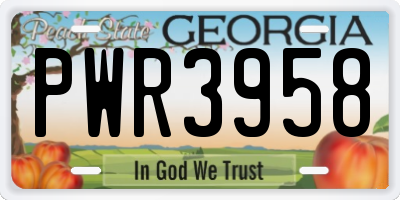 GA license plate PWR3958