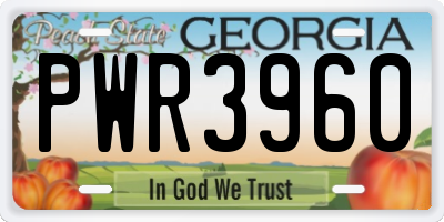 GA license plate PWR3960