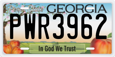 GA license plate PWR3962