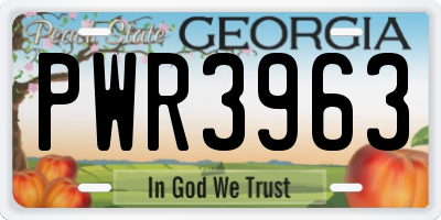 GA license plate PWR3963
