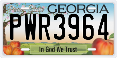 GA license plate PWR3964