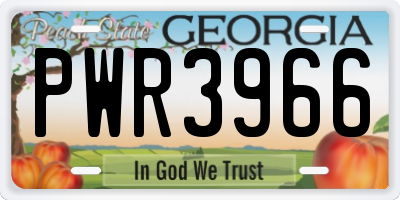 GA license plate PWR3966