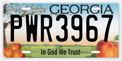 GA license plate PWR3967
