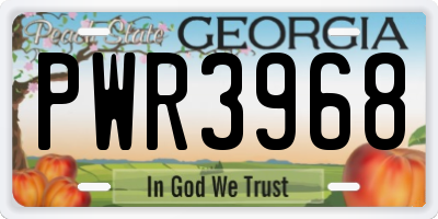 GA license plate PWR3968