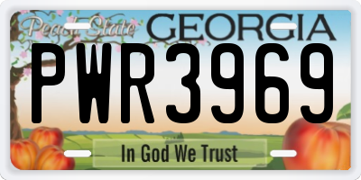 GA license plate PWR3969